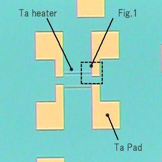SEM image: Ta heater pattern close-up